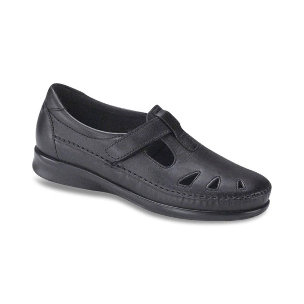 SAS‎ Roamer womens black leather strap loafers size 6N A26
